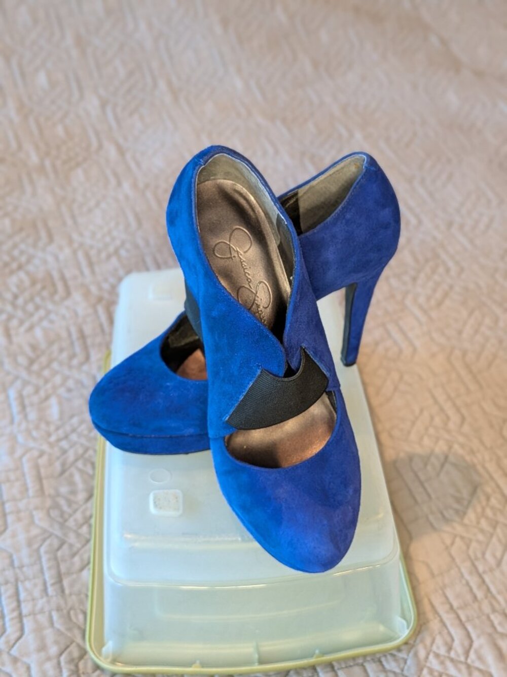 Jessica Simpson Cobalt Blue Suede Platform Ankle Bootie Pumps